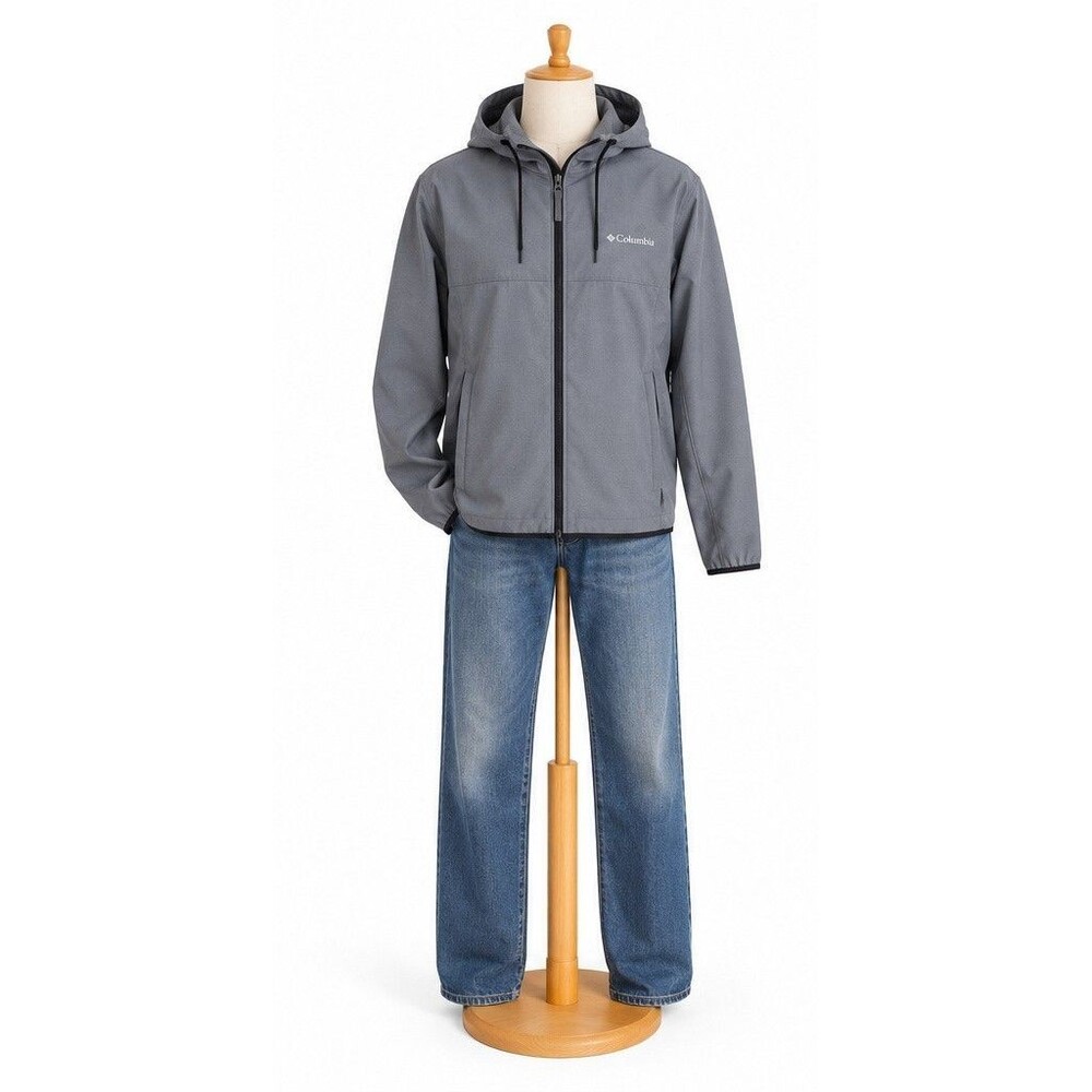 Columbia Men's Size M Gray Full Zip Hooded Lightweight Outdoor Jacket